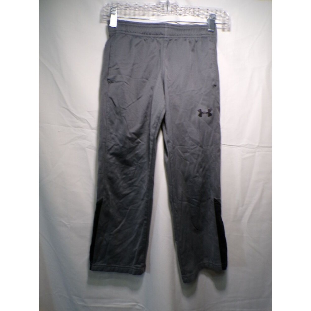 Under Armour Boys Athletic Track Pants Gray Black Youth Small YSM
